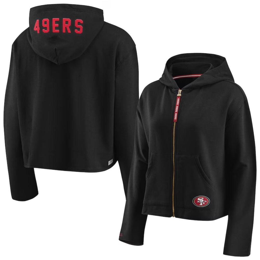 Women's San Francisco 49ers WEAR By Erin Andrews Black Fleece Full-Zip Hoodie